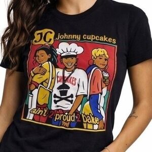 Johnny Cupcakes Aint 2 Proud 2 Bake‎ Graphic Tee L Black Streetwear Pop Art